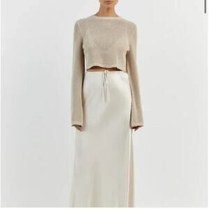 DISSH Ophelia Stone Long Bell Sleeve Crop Knit Top - Size Small